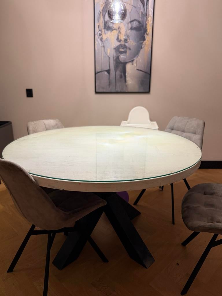 Zitmaxx Ronde Houten Eettafel, Gebruikt, Ophalen of Verzenden, Vijf personen of meer, 100 tot 150 cm