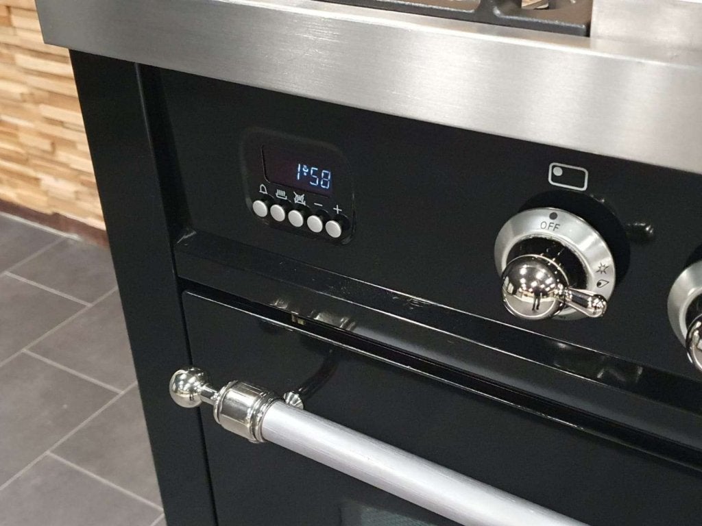 Luxe Boretti Fornuis 90cm hoogglans zwart + rvs 1 oven, Niet ingevuld, 60 cm of meer, Niet ingevuld, Ophalen of Verzenden