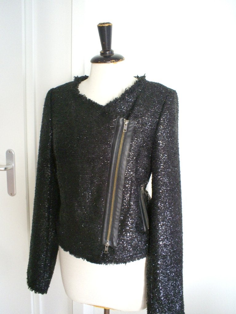 NIEUW __ bouclé jasje van SACK,S mt. 40 __ waarde 325,00, Maat 38/40 (M), Zwart, Nieuw, Jasje