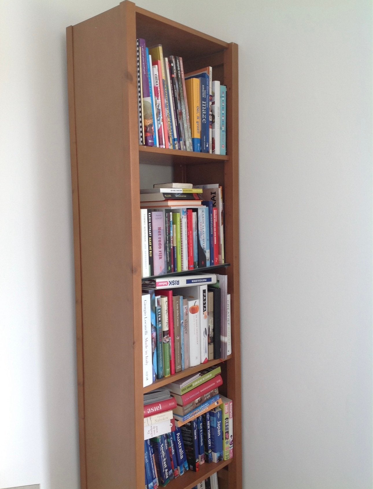 Originele houten Lundia boekenkast, inclusief glazen plank!, Ophalen, Zo goed als nieuw, 25 tot 50 cm, 200 cm of meer