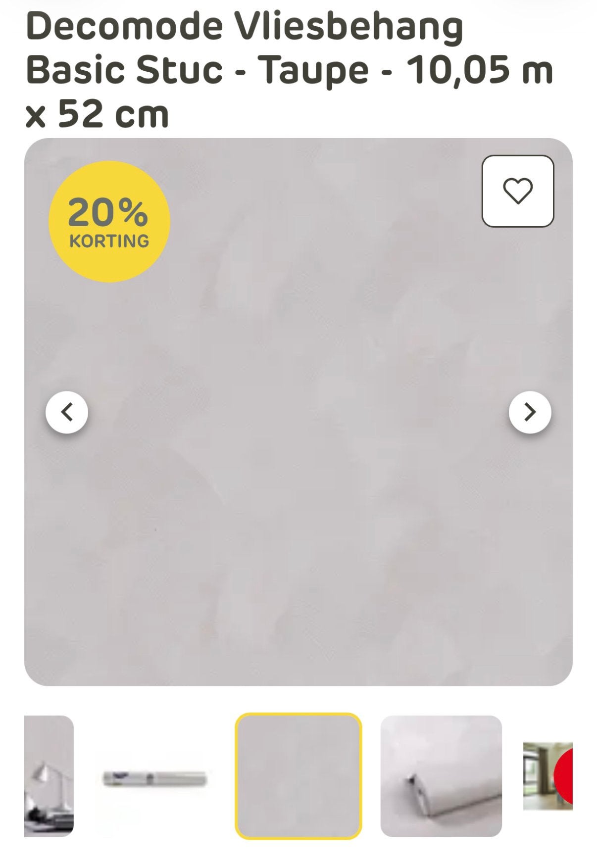 Nieuw in verpakking deco mode vlies behang taupe basic stuc, Ophalen, Zo goed als nieuw