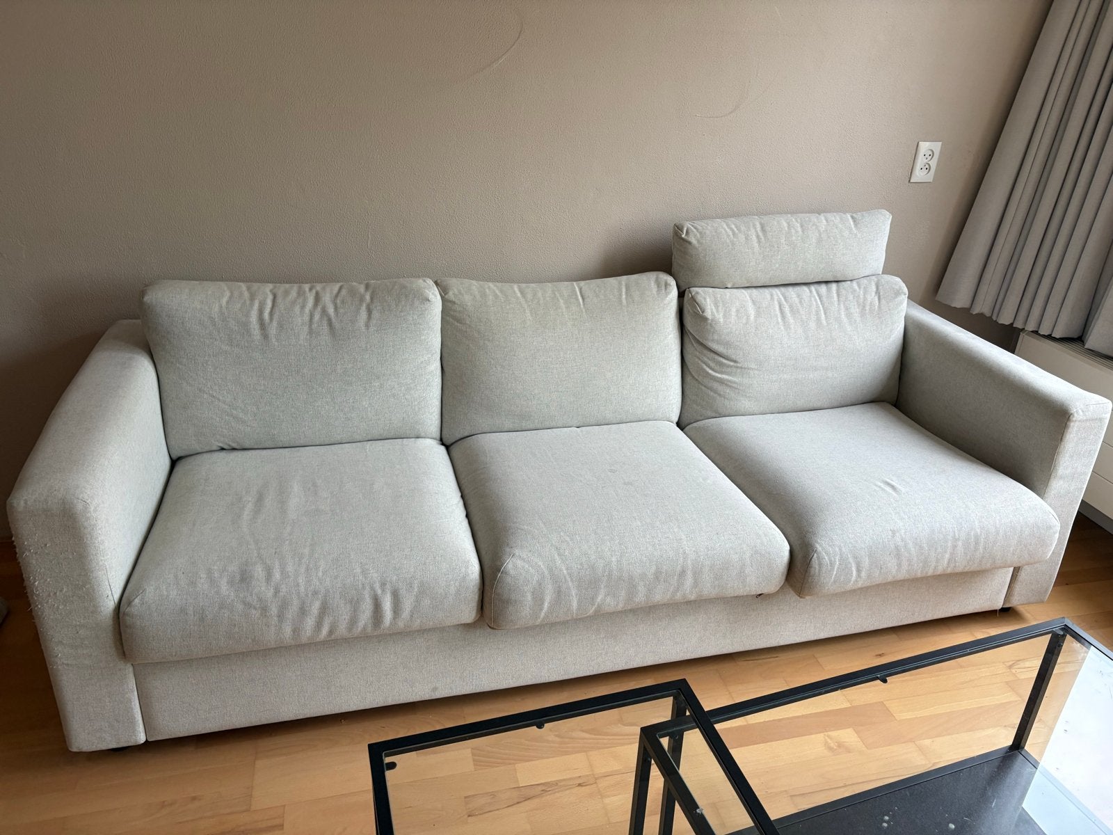 IKEA Vimle 3-zitsbank beige/lichtgrijs, Huis en Inrichting, Ophalen, Gebruikt, Driepersoons, 75 tot 100 cm