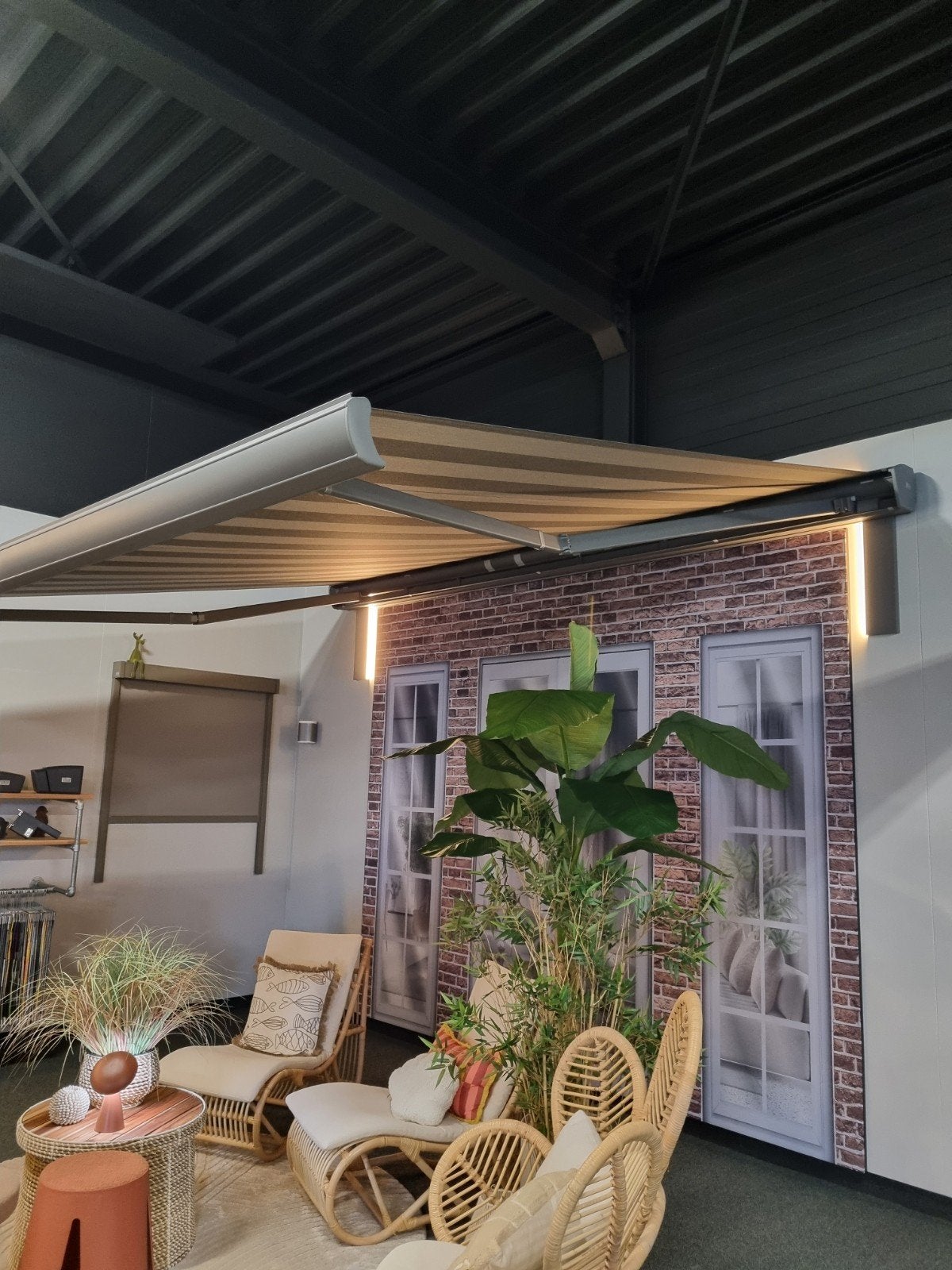 Zonwering knikarmscherm 4x3 Lewens showroommodel, Tuin en Terras, Ophalen, Nieuw