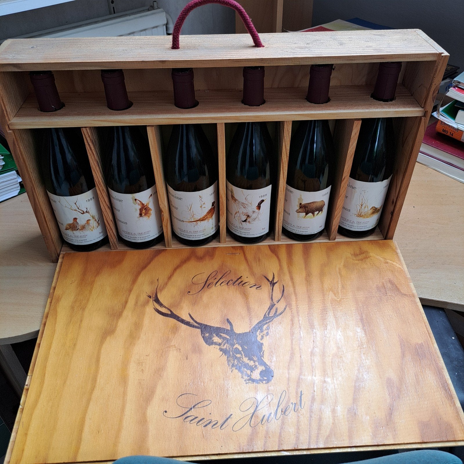 Vintage Franse Wijn 1988 - Coteaux du Tricastin (6 flessen), Verzamelen, Ophalen, Gebruikt, Frankrijk, Rode wijn