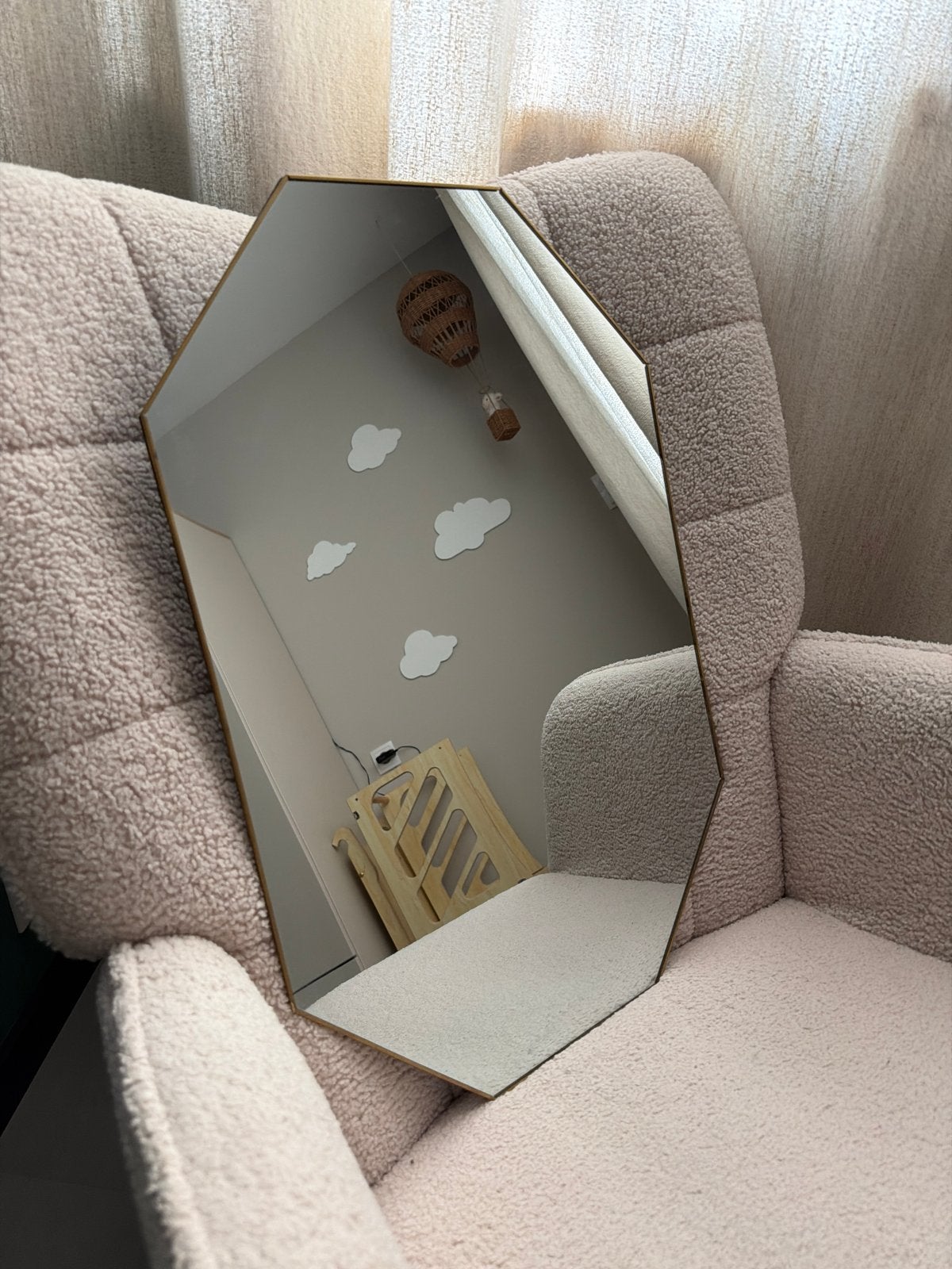 ZARA Home 8-hoekige spiegel met gouden rand 40 x 60 cm, Ophalen, Minder dan 50 cm, Zo goed als nieuw, Minder dan 100 cm