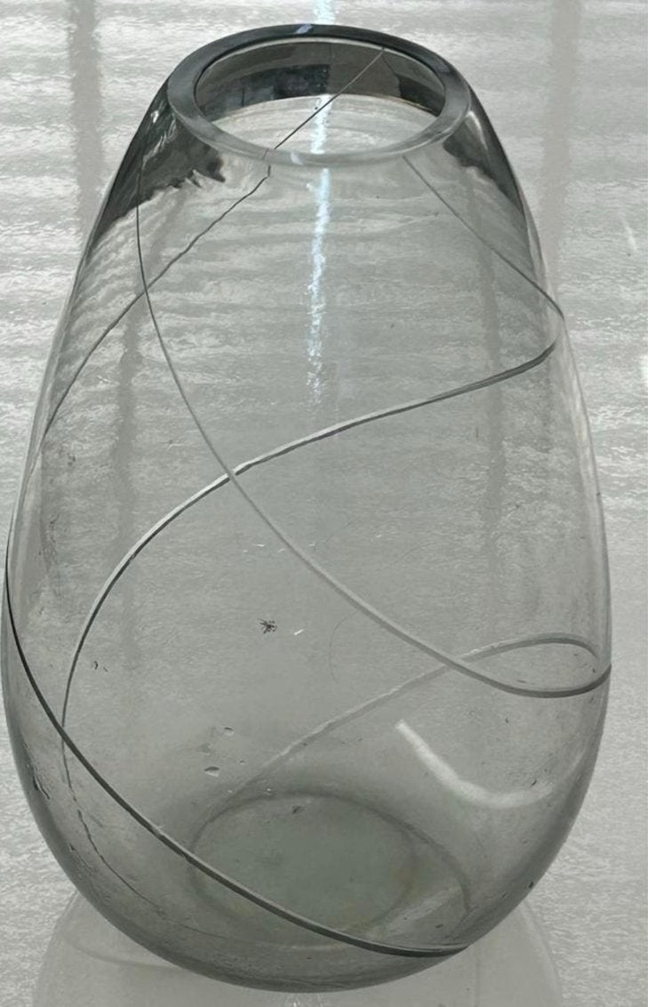 Leerdam Vintage Glazen Vaas met Witte Swirl, Ophalen of Verzenden