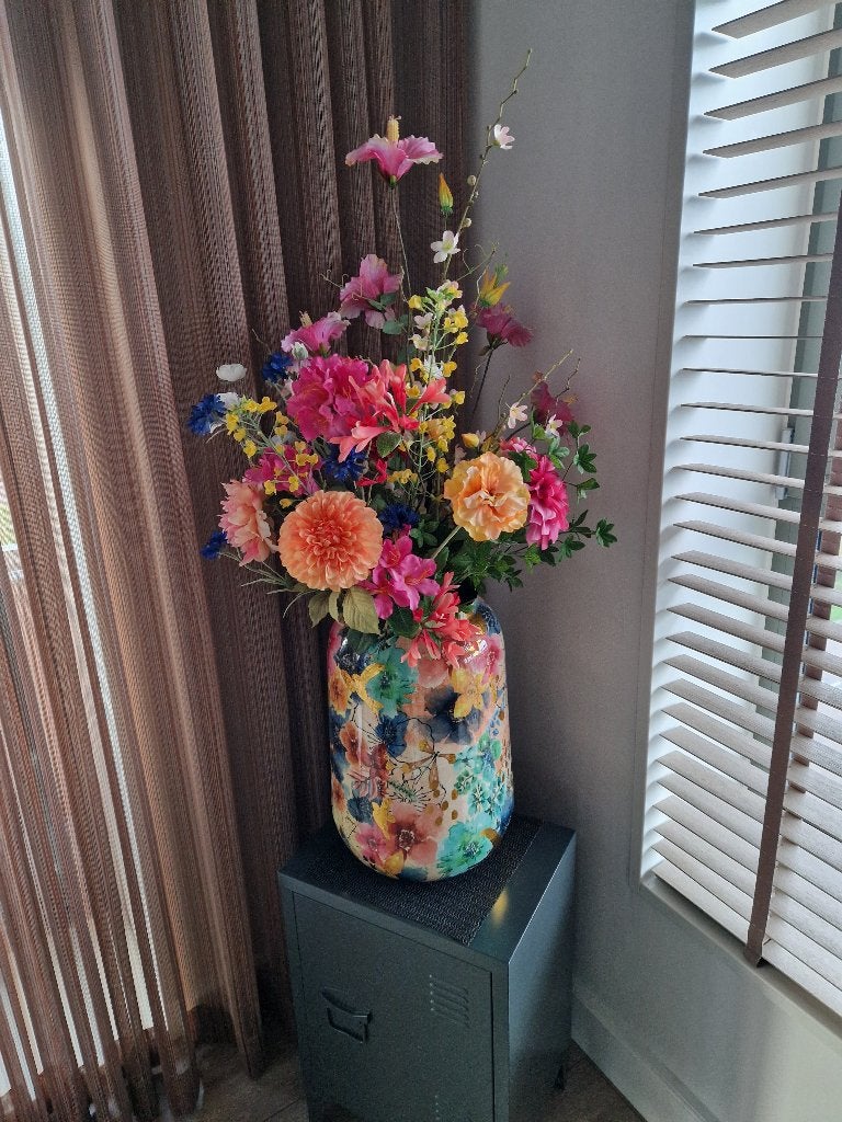 Kunstbloemen met vaas, Ophalen, Binnen, Zo goed als nieuw, Boeket