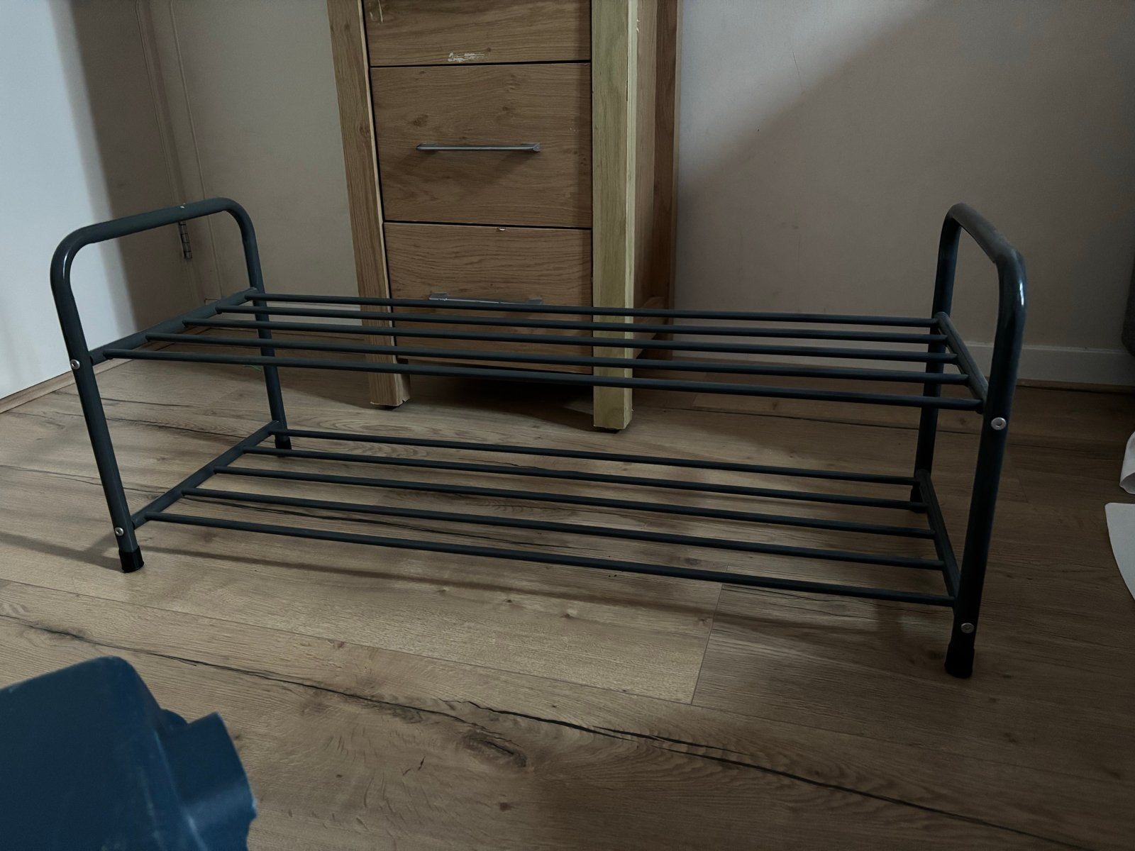 Stevig inklapbaar metalen schoenenrek met 2 planken, Ophalen of Verzenden, Gebruikt