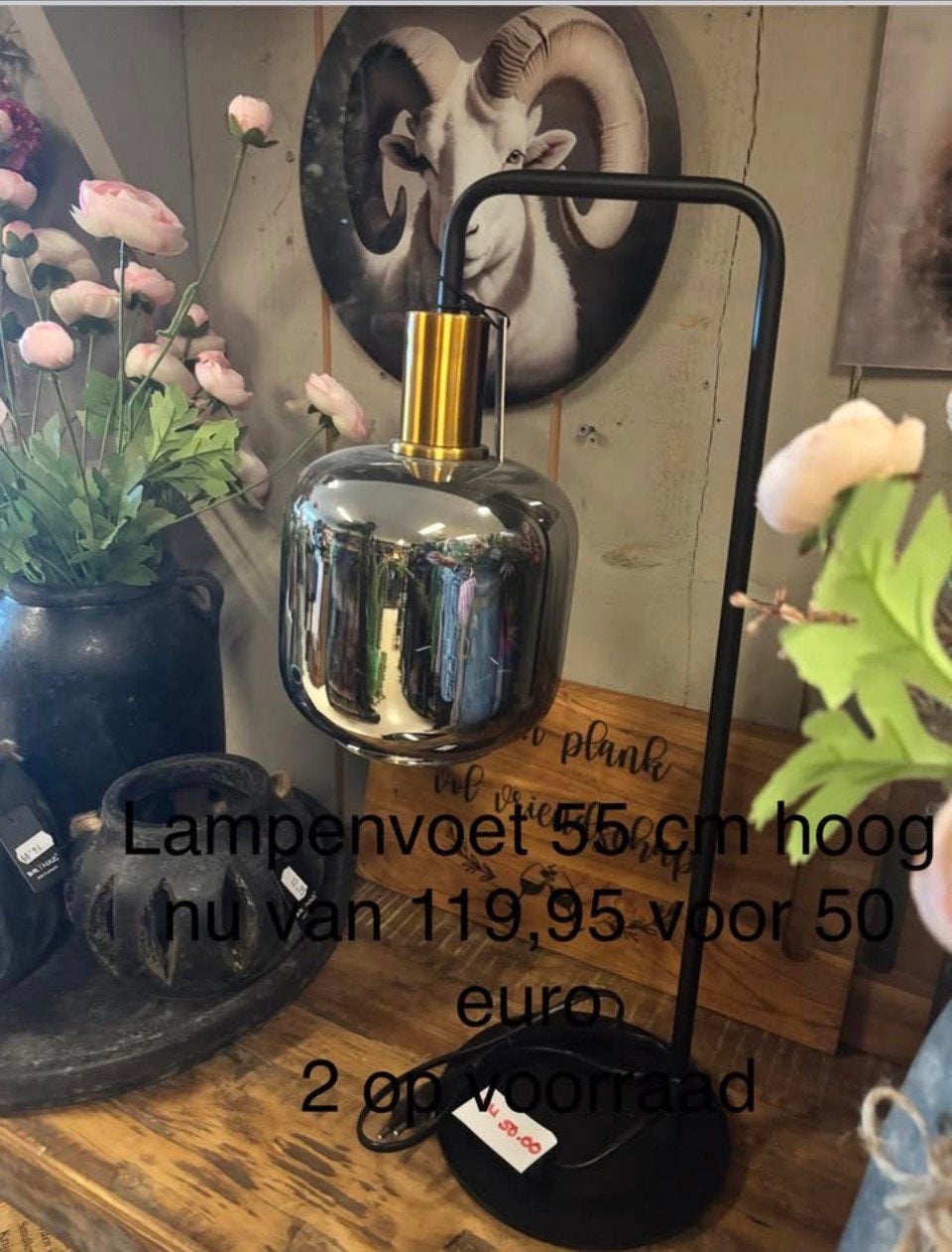 Tafellamp met rookglas, Nieuw, Ophalen of Verzenden, Bb, Bb