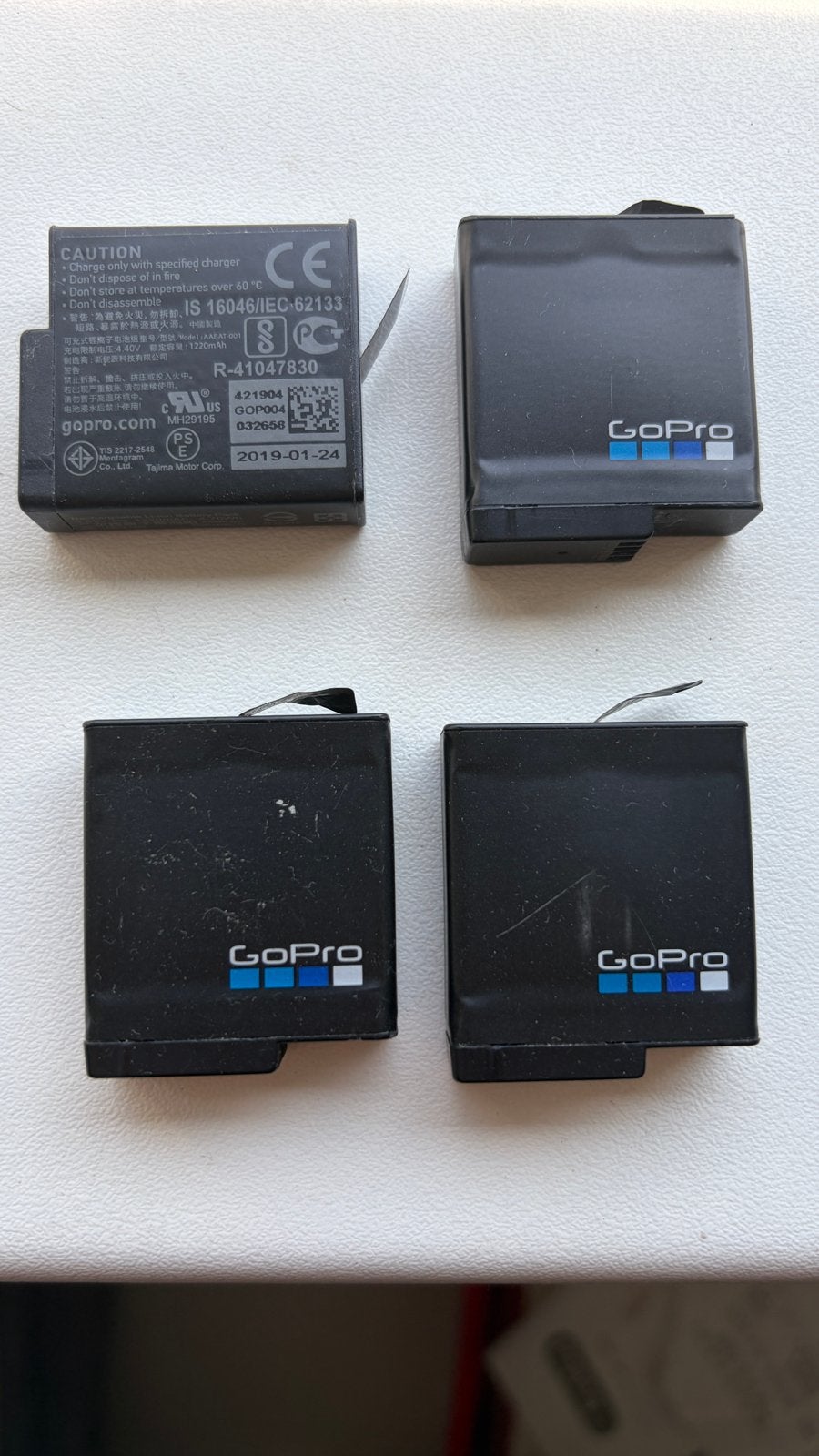 4x GoPro 5/6/7/8 Batterijen - Origineel en Oplaadbaar, Ophalen of Verzenden, Gebruikt, Oplaadbaar
