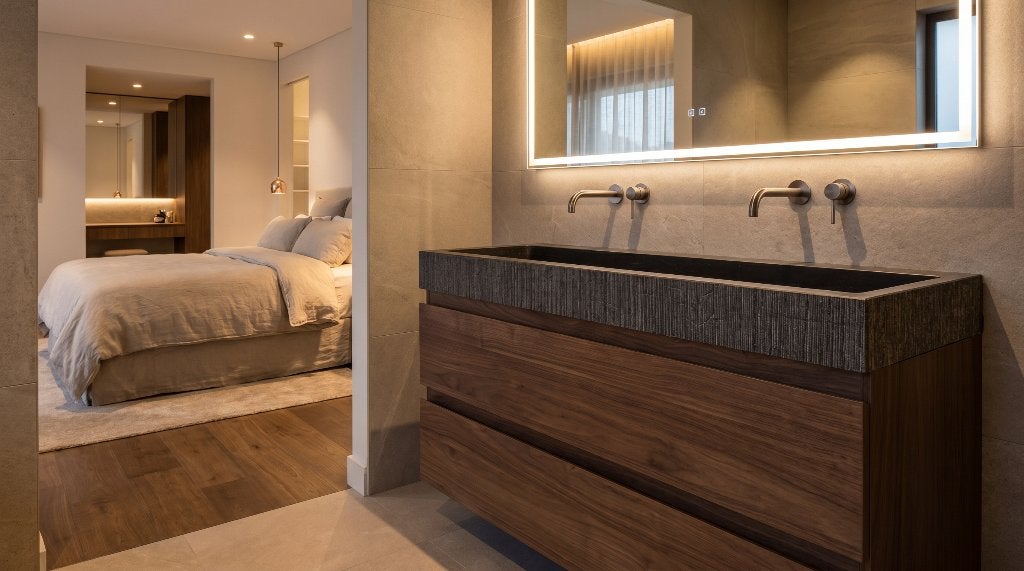 Gave badmeubelset 120 cm met écht hardstenen wastafel, Huis en Inrichting, Badkamer | Badkamermeubels, Nieuw, Wastafelkast, Minder dan 100 cm