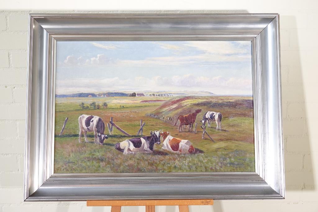 schilderij landschap koeien vee, Antiek en Kunst, Ophalen