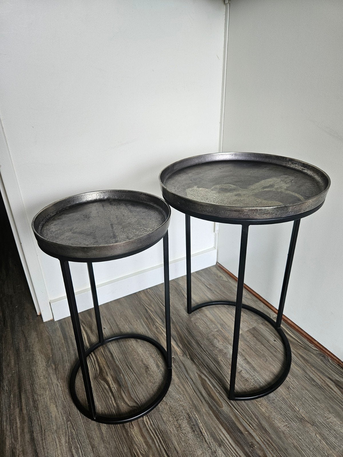 Bijzettafels, set van 2 (ruilen mogelijk), Huis en Inrichting, Ophalen, Gebruikt, Rond, Metaal of Aluminium