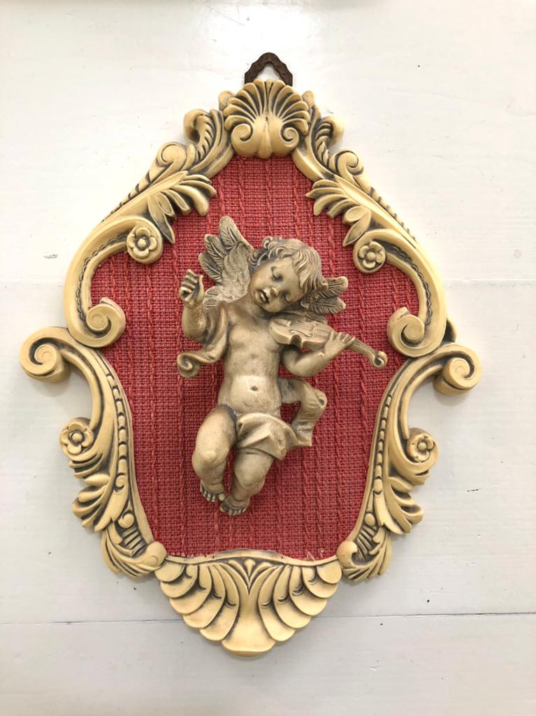 Mooie brocante kunststof barok hanger met engel figuur, Ophalen of Verzenden