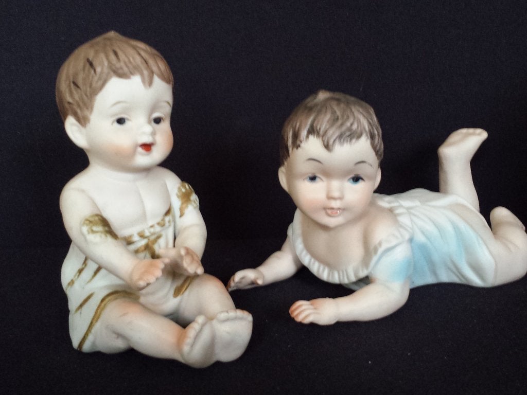 Vintage SET Piano Baby’s ~ Biscuit Porselein ~ Meisje Jongen, Ophalen of Verzenden