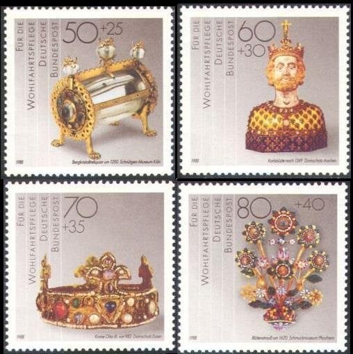 WEST DUITSLAND 1988 Goud en Zilverwerk, Michel: 1383-86, Pos, Verzenden, BRD, Postfris