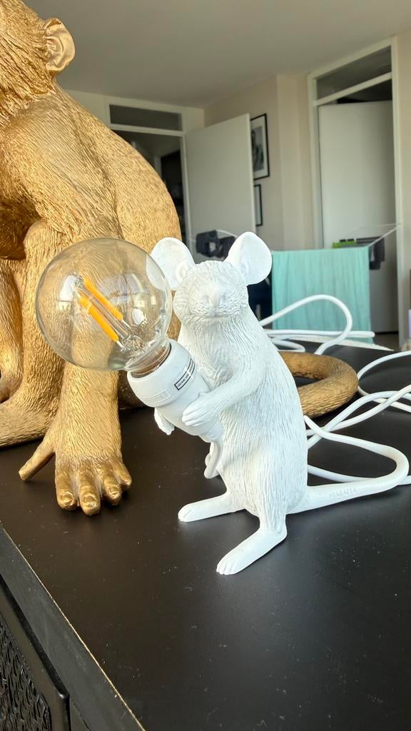 Seletti Muis Lamp - Witte Tafellamp met LED Lamp, Ophalen, Zo goed als nieuw