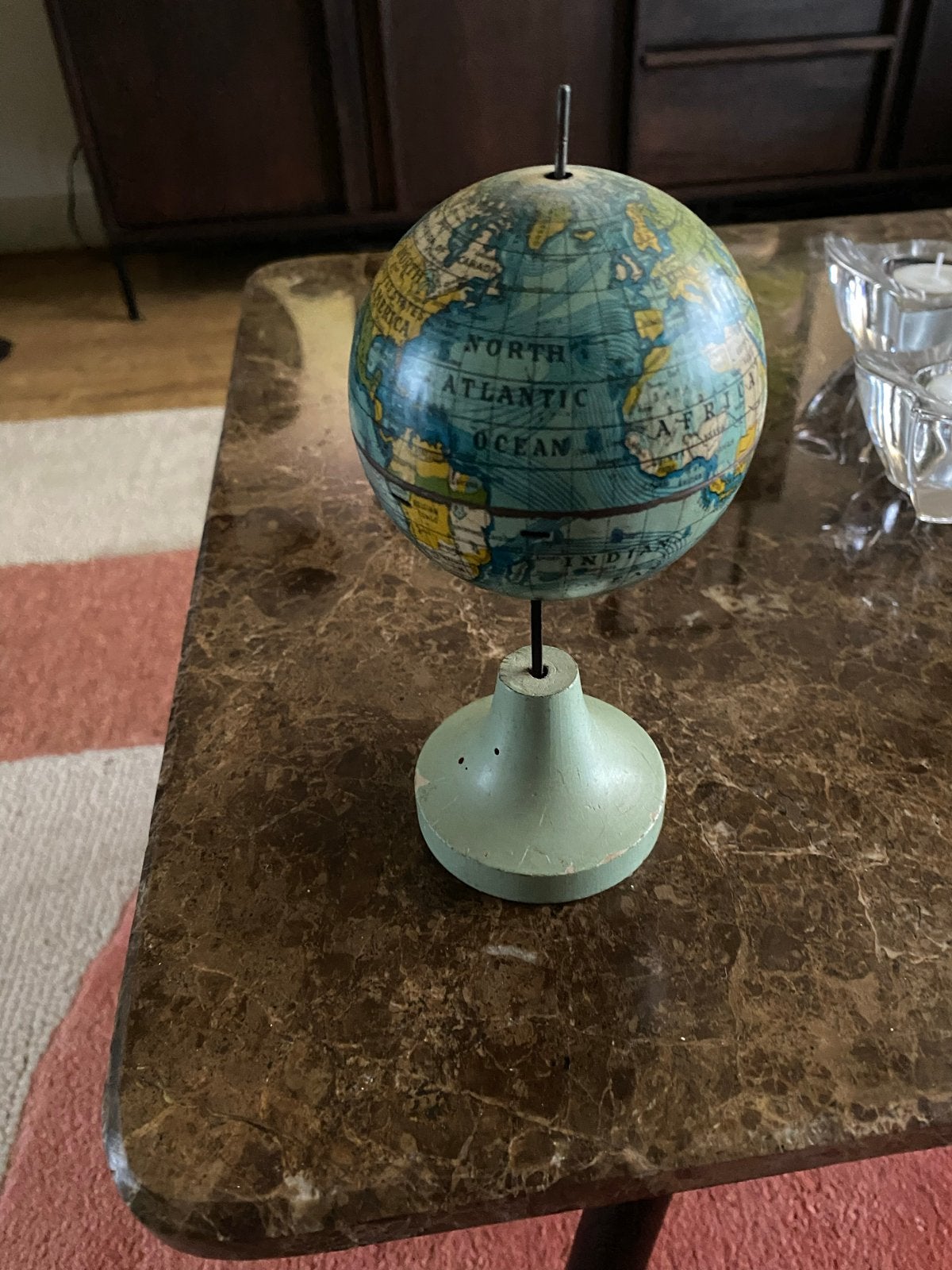 Vintage Wereldbol - Decoratieve Globe, Ophalen, Gebruikt, Draaibaar, Antieke wereldbol