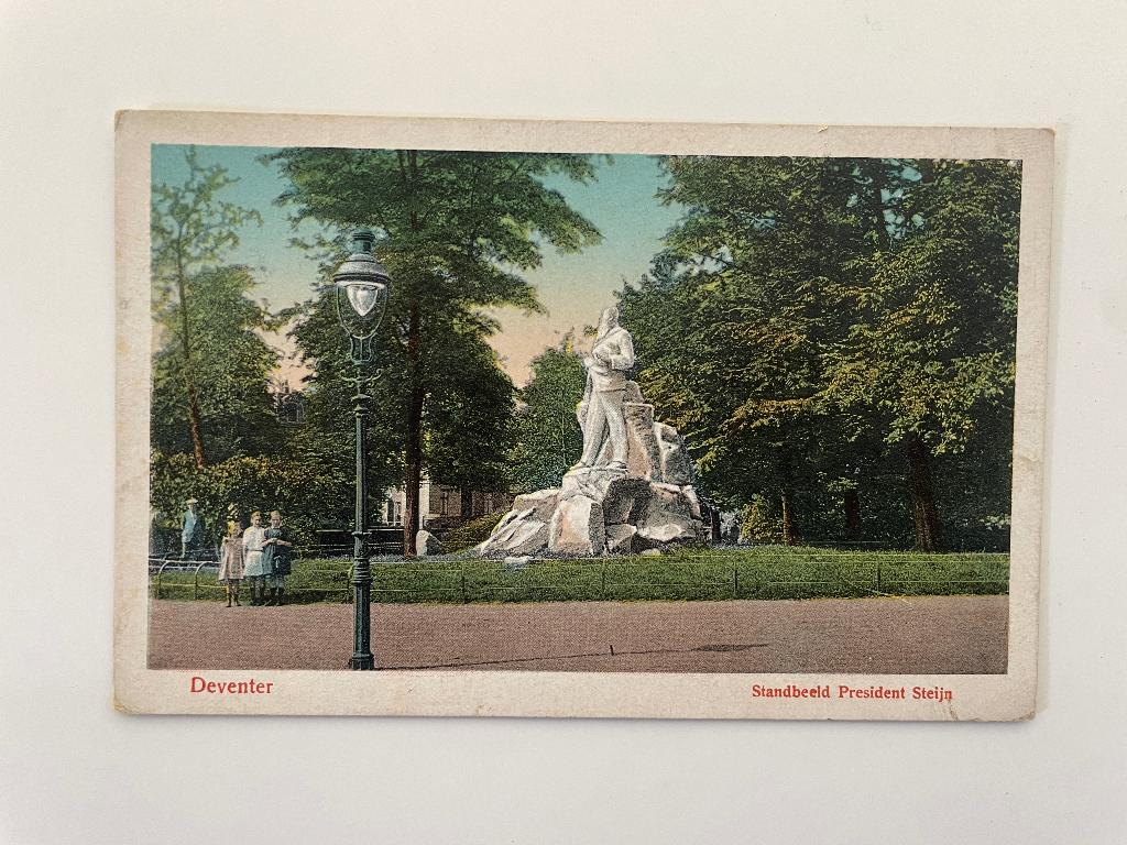 D775 Oude ansichtkaart Deventer : Standbeeld Pres. Steijn, Verzamelen, Ophalen of Verzenden, Voor 1920, Ongelopen, Overijssel