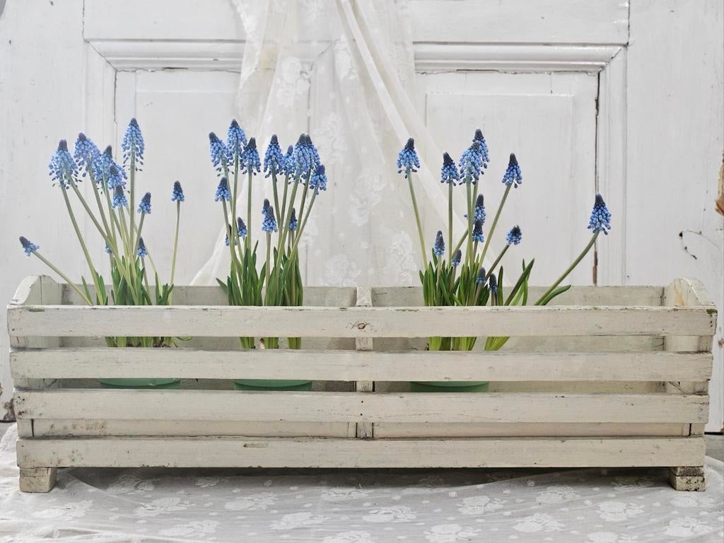 Oude houten bloembak met binnenbak, Ophalen of Verzenden