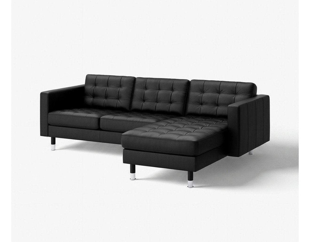 IKEA Landskrona chaise longue - zwart leer, Ophalen, Eenpersoons, 125 tot 150 cm, Leer