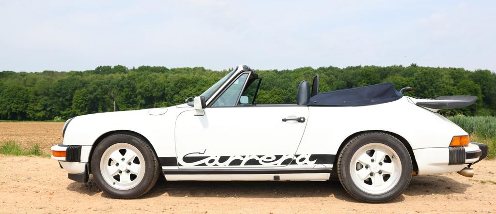 Porsche 1987 g50 cabrio Wit met blauw int en dak, Auto's, Porsche, Cabriolet, 4 stoelen, Wit, 231 pk