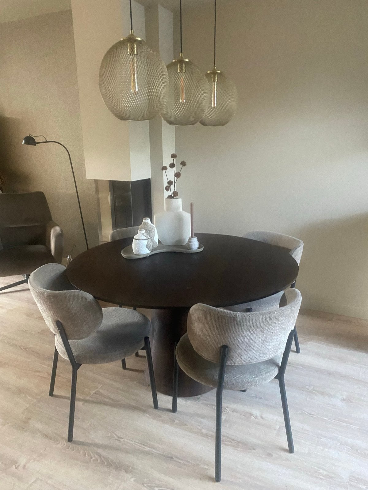 Eleonora model Aron Eetkamertafel Rond Donker bruin, Ophalen, Gebruikt, 100 tot 150 cm, Rond