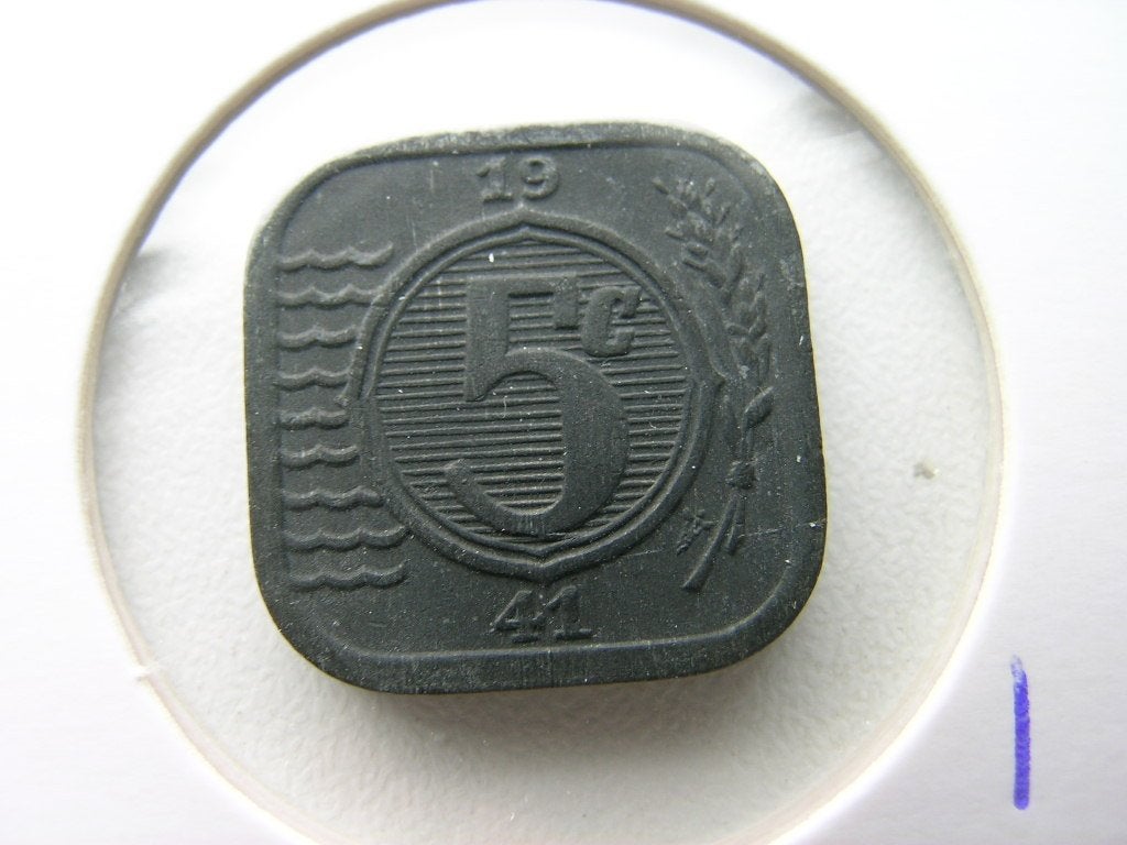 Stuiver 1941 zink (nr 1), Ophalen of Verzenden, Koningin Wilhelmina, 5 cent, Losse munt