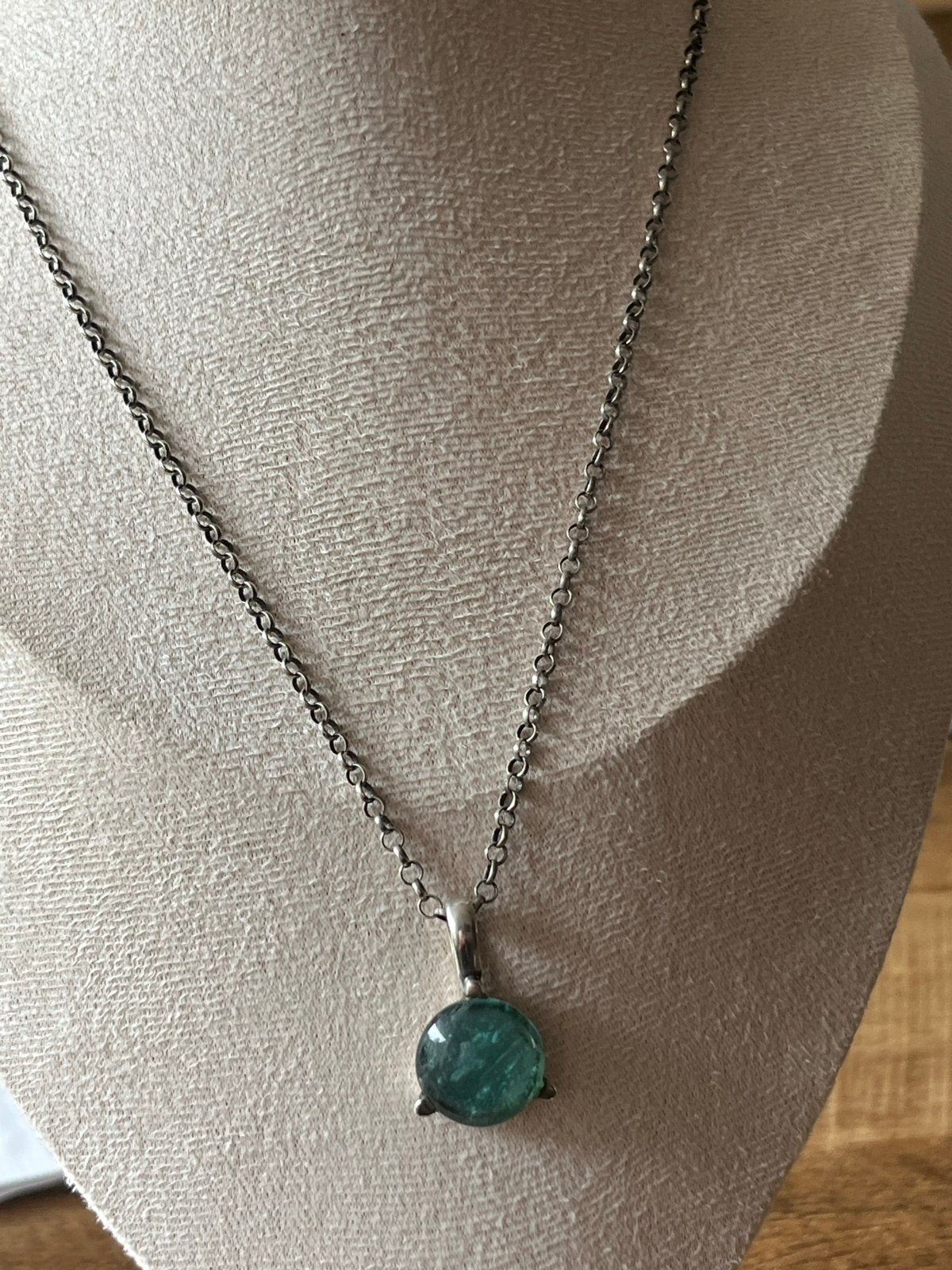 Zilveren Jasseron Collier met Grandidierite Hanger, Zo goed als nieuw, Met edelsteen, Zilver, Verzenden
