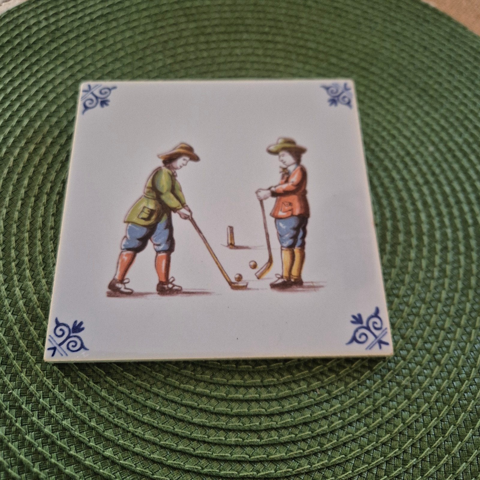 Delfts Blauw Tegel met Golfers 13x13cm, Ophalen of Verzenden, Nieuw