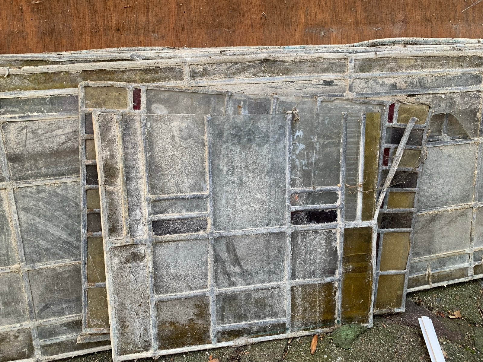 11 panelen glas in lood, Gevelraam of Ruit, Gebruikt, Ophalen of Verzenden, 120 tot 160 cm