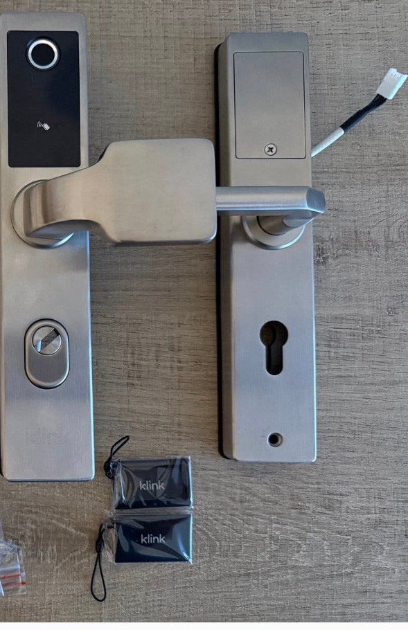 Nieuw in doos : smart one deurklink, Ophalen, Zo goed als nieuw, Rvs, Slot