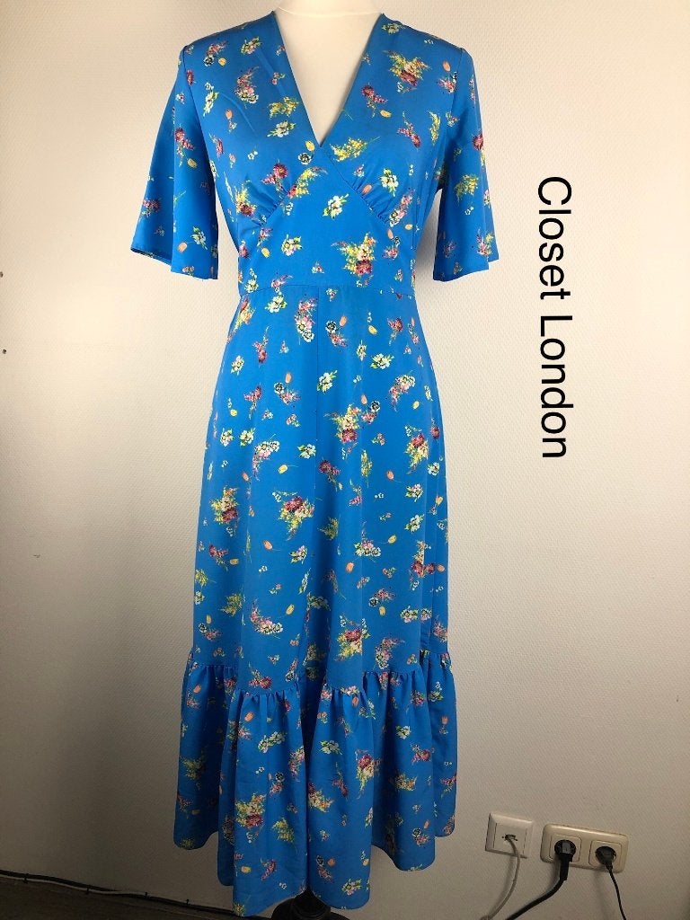 Closet London Jurk  (mt: 38/40) 23,4/8438, Kleding | Dames, Maat 38/40 (M), Blauw, Closet London, Onder de knie