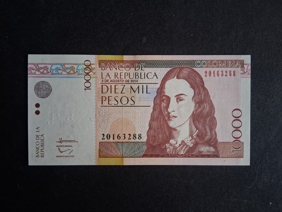 10.000 pesos Colombia unc 2014, Ophalen of Verzenden, Zuid-Amerika, Los biljet