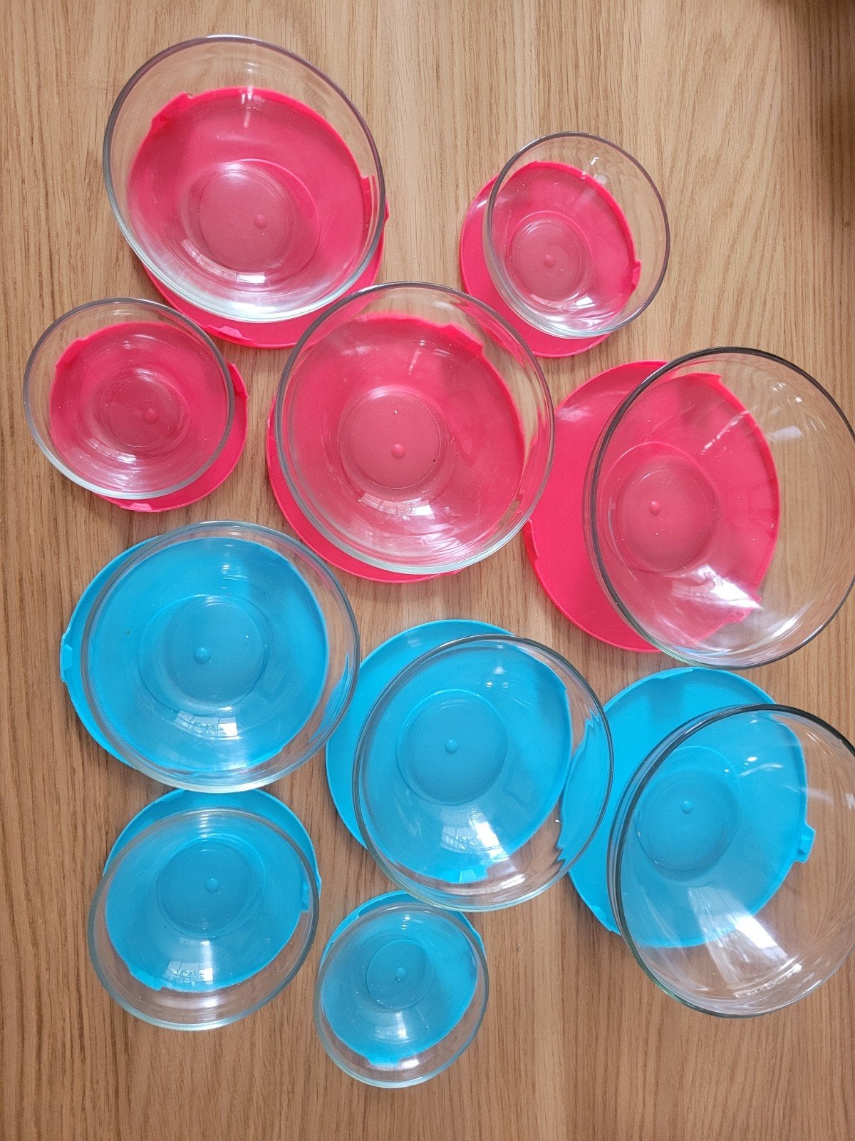 Glazen bewaarbakjes met deksel - set van 10, Gebruikt, Overige kleuren, Bewaardoos, Ophalen of Verzenden