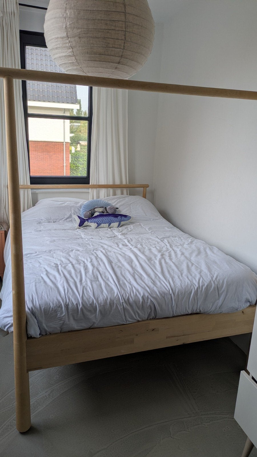 Ikea Gjora 140 x 200 tweepersoons bed met hemelbed frame, Huis en Inrichting, Ophalen, Overige kleuren, Tweepersoons, 140 cm