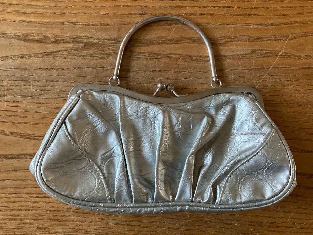 Vintage handtas tasje zilver (27 x 16 x 6 cm), Ophalen of Verzenden, Zo goed als nieuw, Grijs, Avondtasje