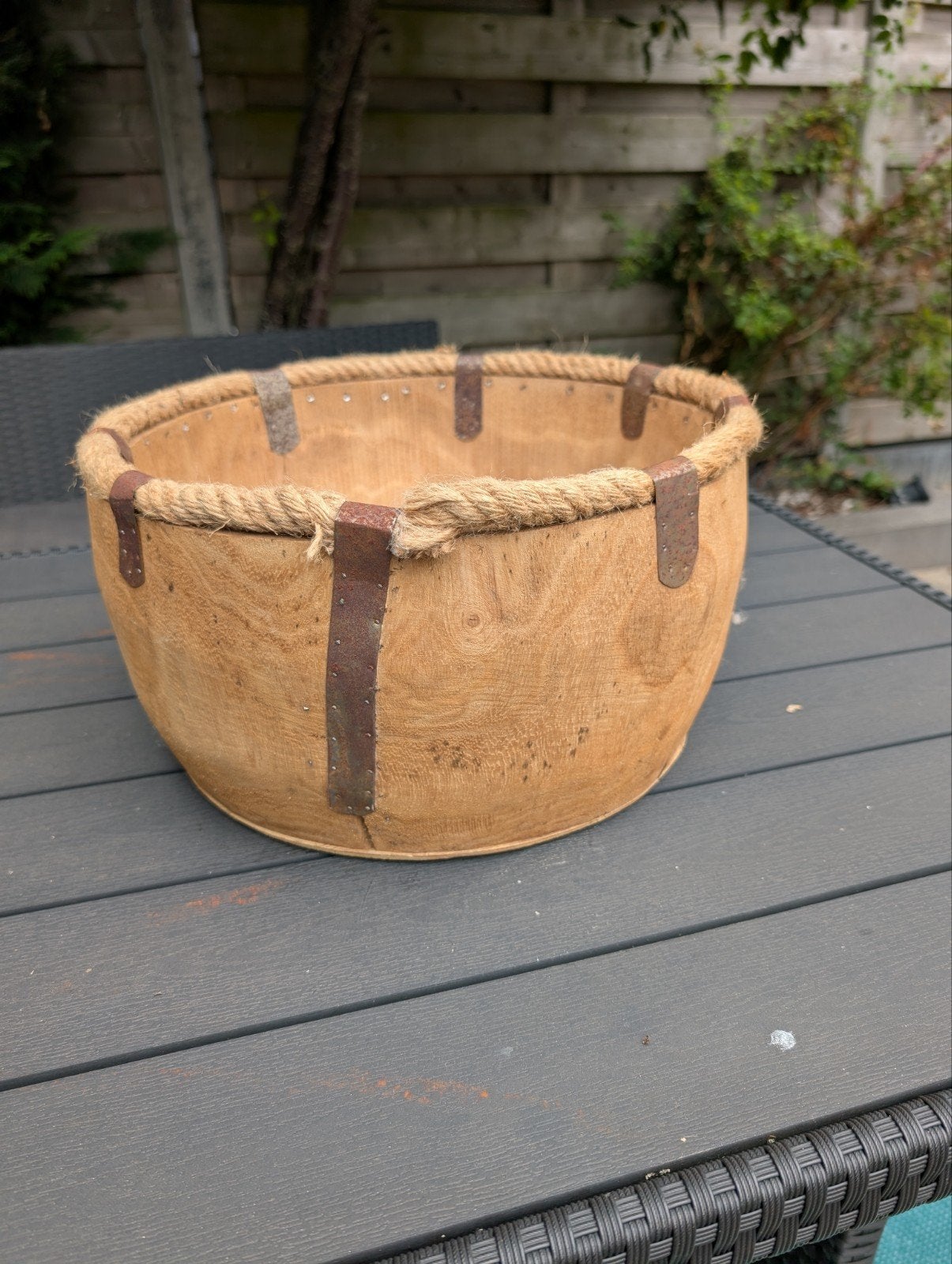 Newborn fotoshoot prop - houten mand met touw, Ophalen, Gebruikt