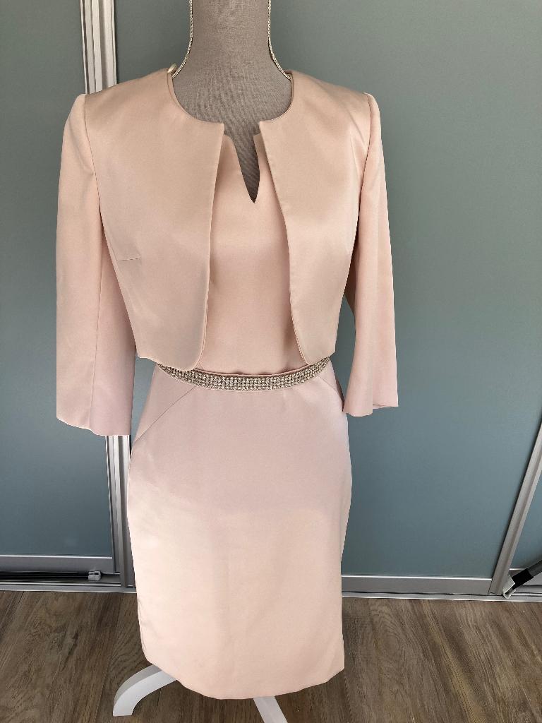Feestelijke cocktail jurk met jasje mt 36, 1.2.3. Paris, Beige, Nieuw, Ophalen of Verzenden
