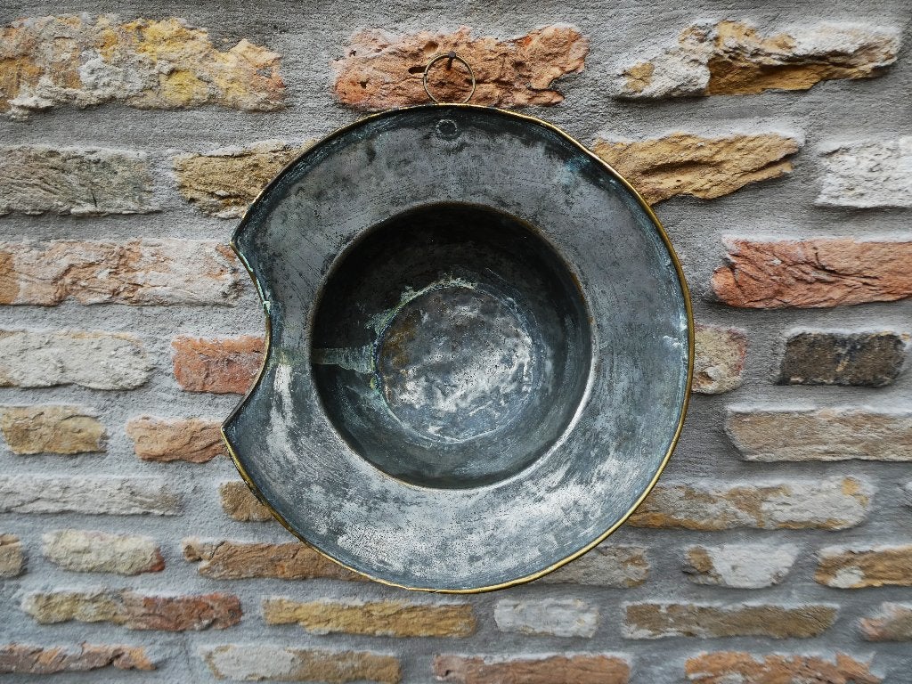 Messing scheerbekken aderlatenbekken vertind scheerkom, Antiek en Kunst, Ophalen of Verzenden, Koper