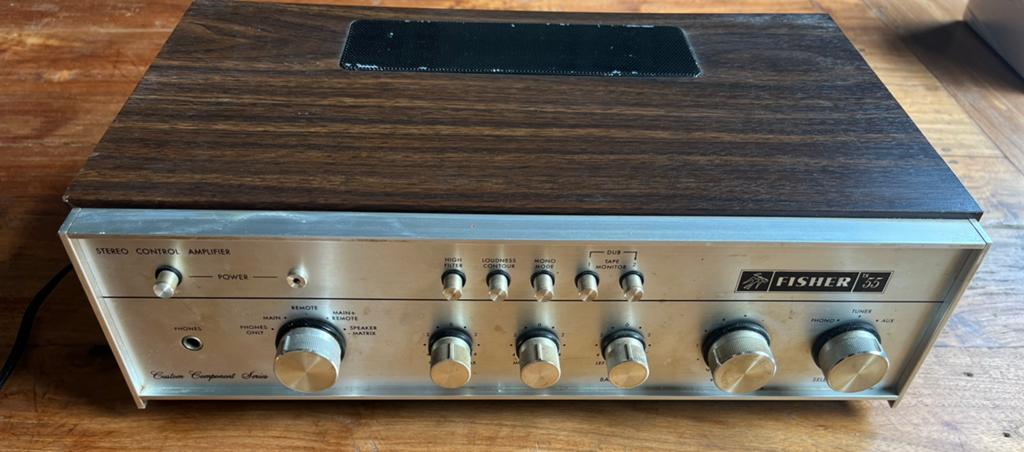 Fisher TX-55 versterker, Gebruikt, 120 watt of meer, Stereo, Ophalen