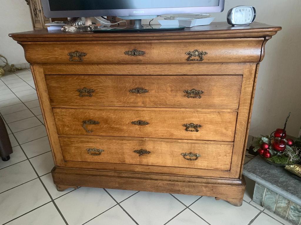 Antieke Louis Philippe Commode - Eikenhout, Antiek en Kunst, Ophalen of Verzenden