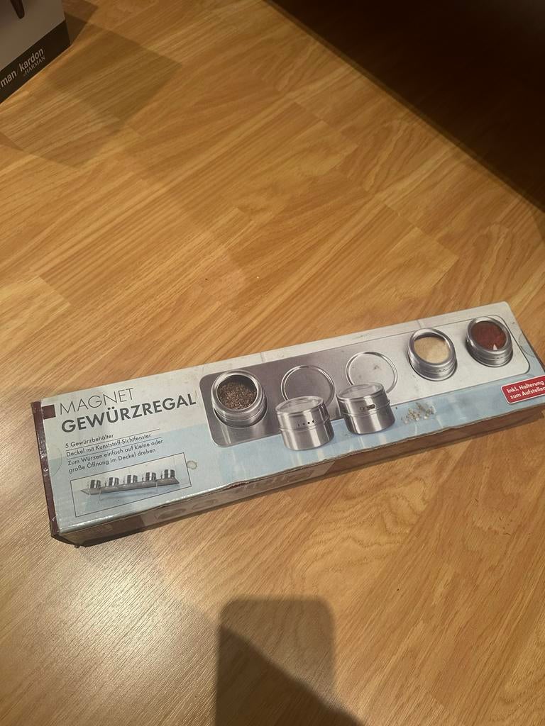 Magnetisch kruidenrek met 5 potjes - RVS, Ophalen, Overige typen, Metaal, Nieuw