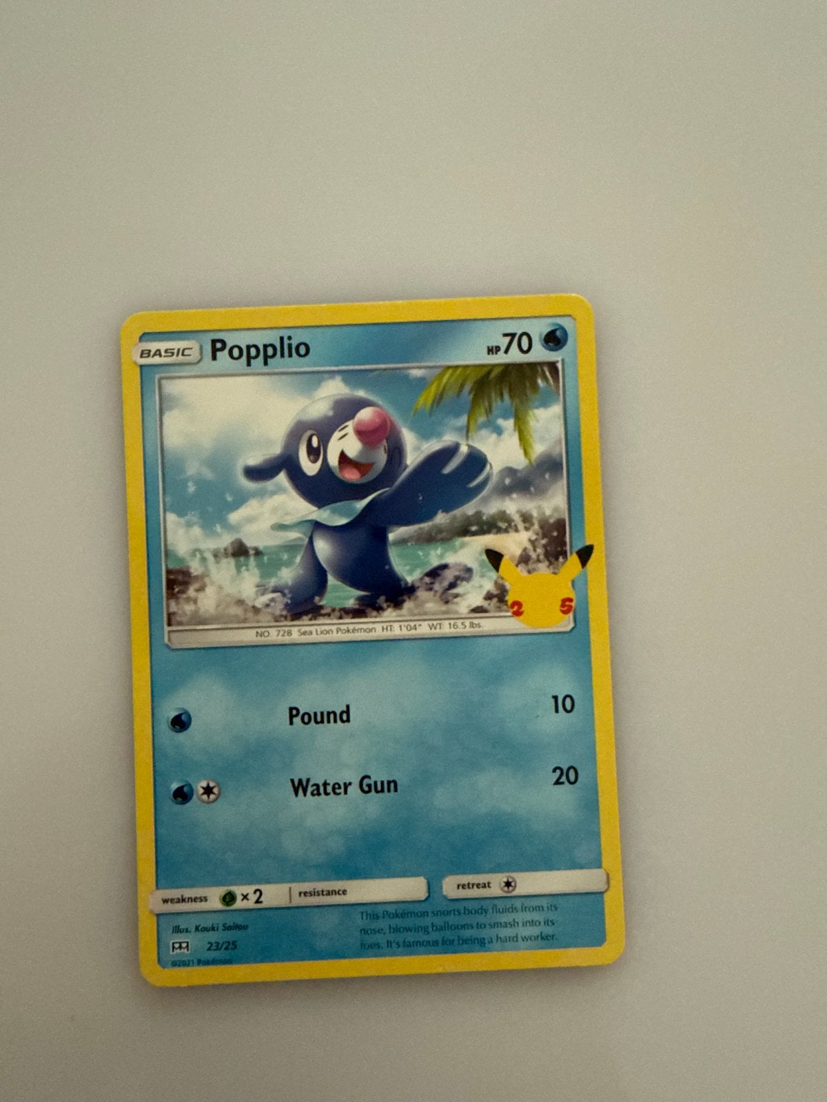 Pokémon Kaart Popplio (25th Anniversary) macdonald promo, Ophalen of Verzenden, Zo goed als nieuw, Losse kaart
