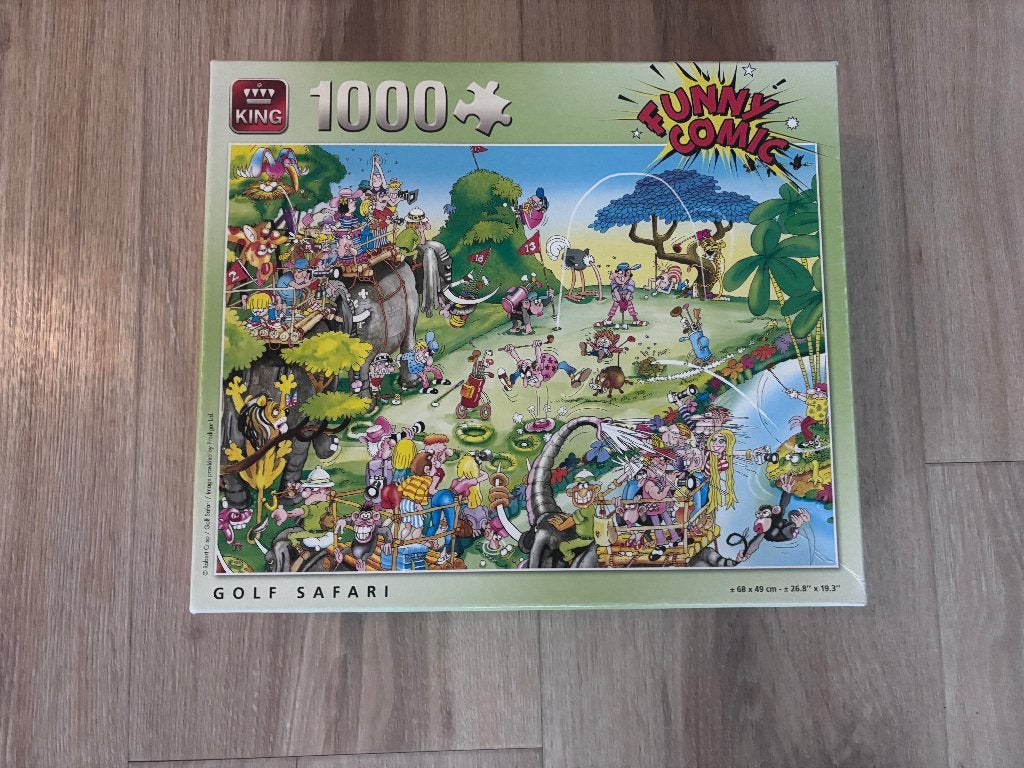 King Funny Comic Golf Safari Legpuzzel 1000 stukjes, Ophalen of Verzenden, 500 t/m 1500 stukjes, Zo goed als nieuw, Legpuzzel