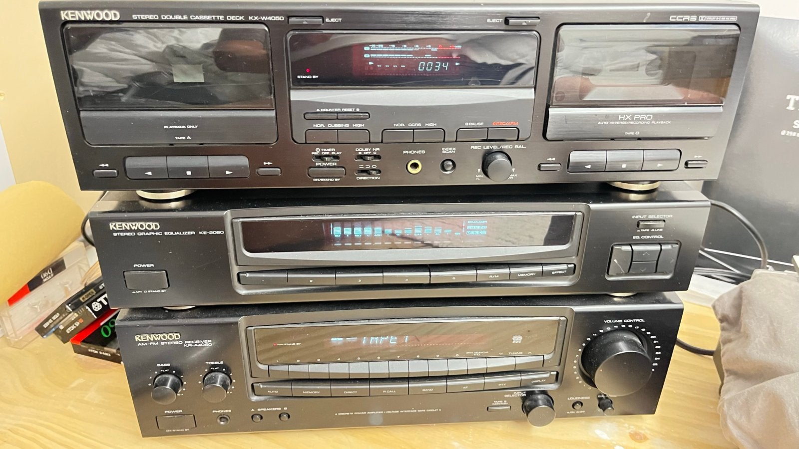 Kenwood Stereo Set: Cassettedeck, Equalizer, Receiver en cd, Gebruikt, Cassettedeck, Losse componenten, Ophalen