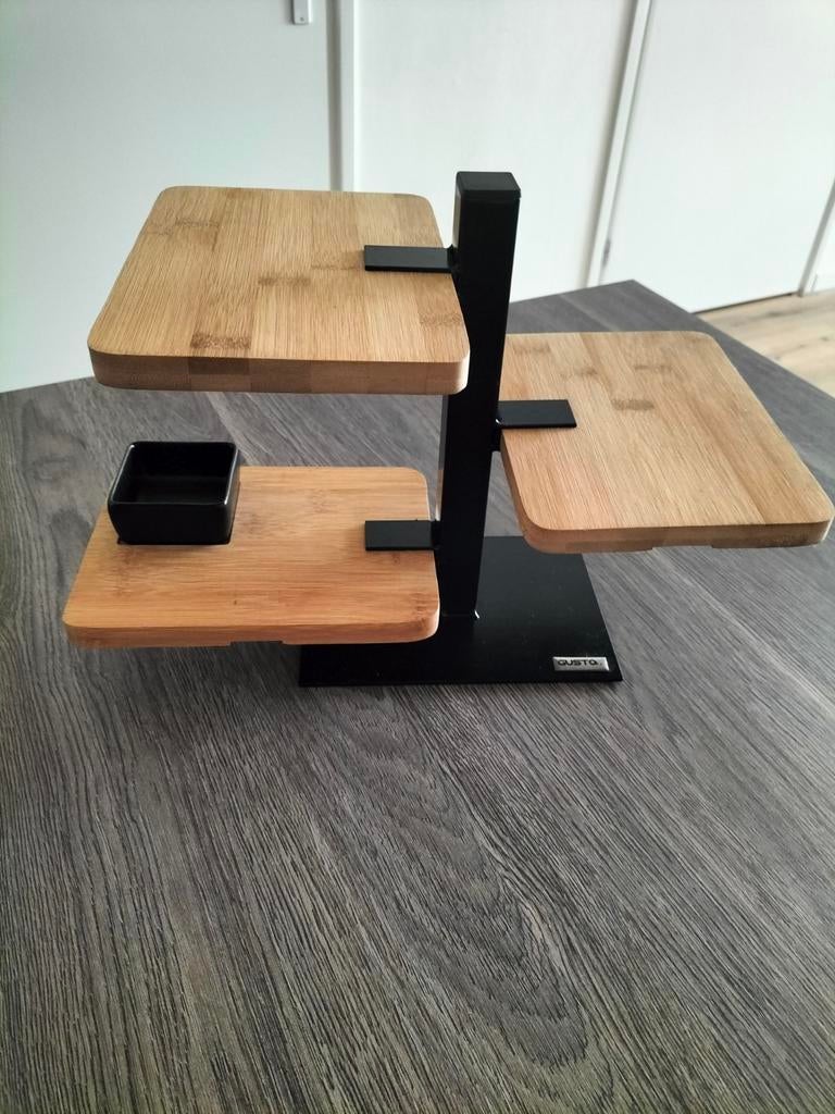 Gusta etagère bamboe en zwart metaal - Nieuw, Huis en Inrichting, Woonaccessoires | Etagères, Ophalen, Nieuw