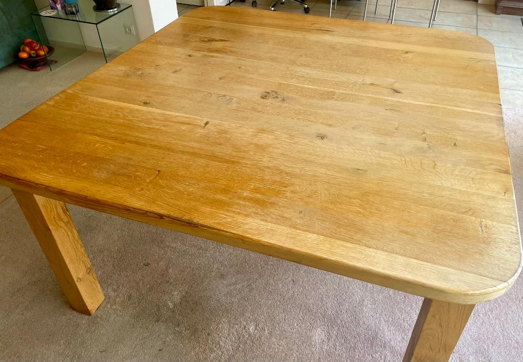 Vierkante massief eiken eettafel | 140x140 cm | vierkant, Huis en Inrichting, Tafels | Eettafels, Ophalen, Zo goed als nieuw, Vijf personen of meer