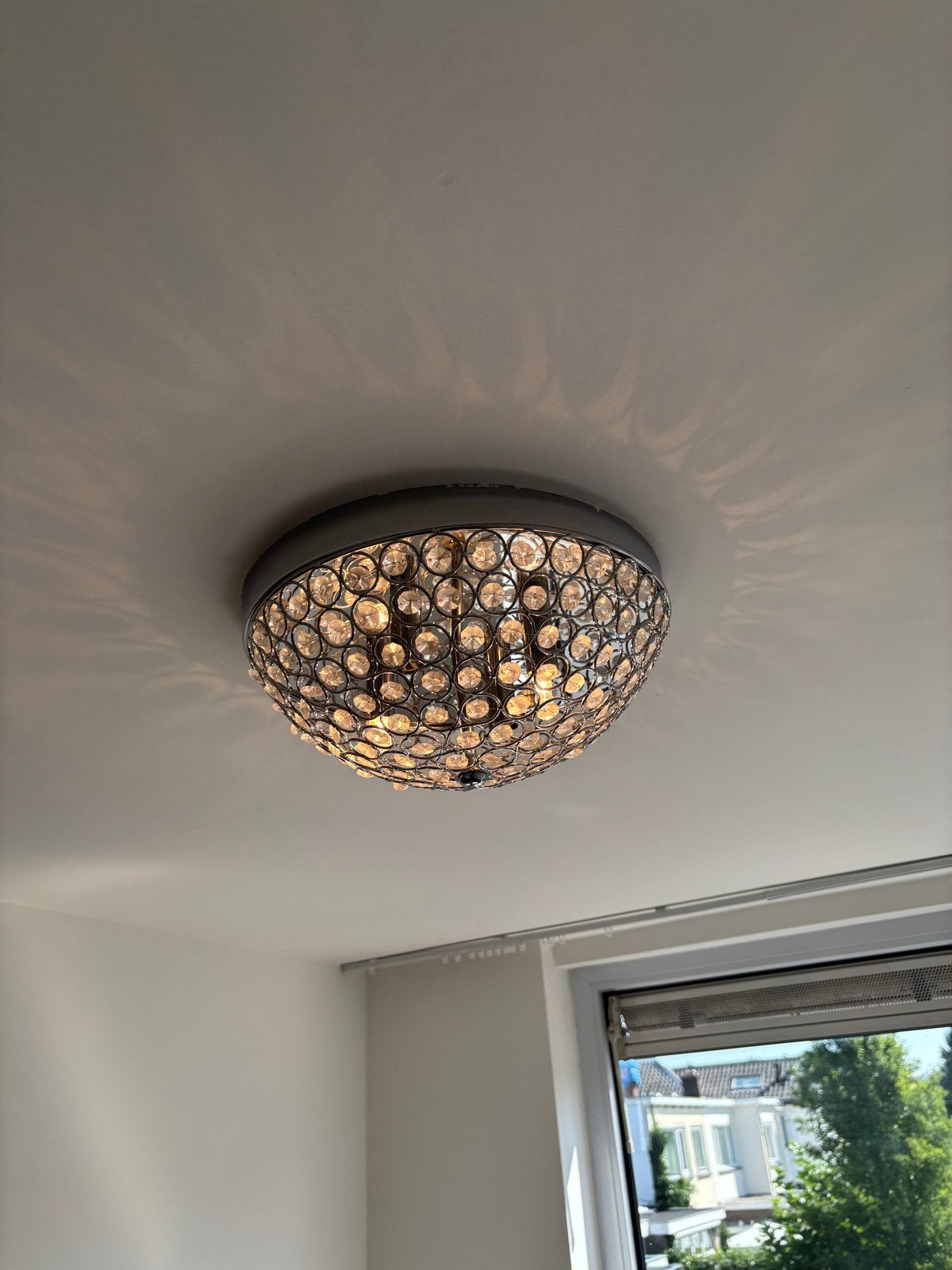 Gamma Plafondlamp Carballo met kristallen, Zilver, Gebruikt, Modern, Ophalen of Verzenden