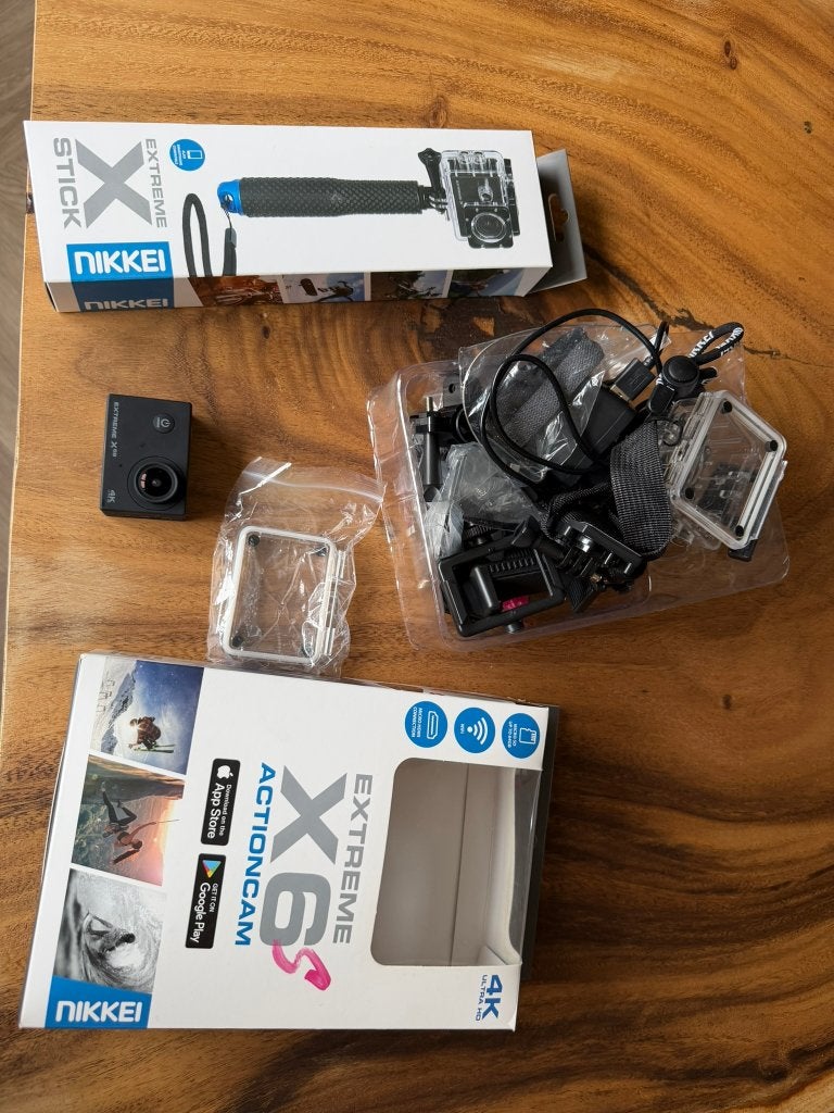 Nikkei Extreme X6S 4K actioncam met accessoires, Overige merken, T, T, Ophalen of Verzenden